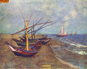 Boote am Ufer nach van Gogh
